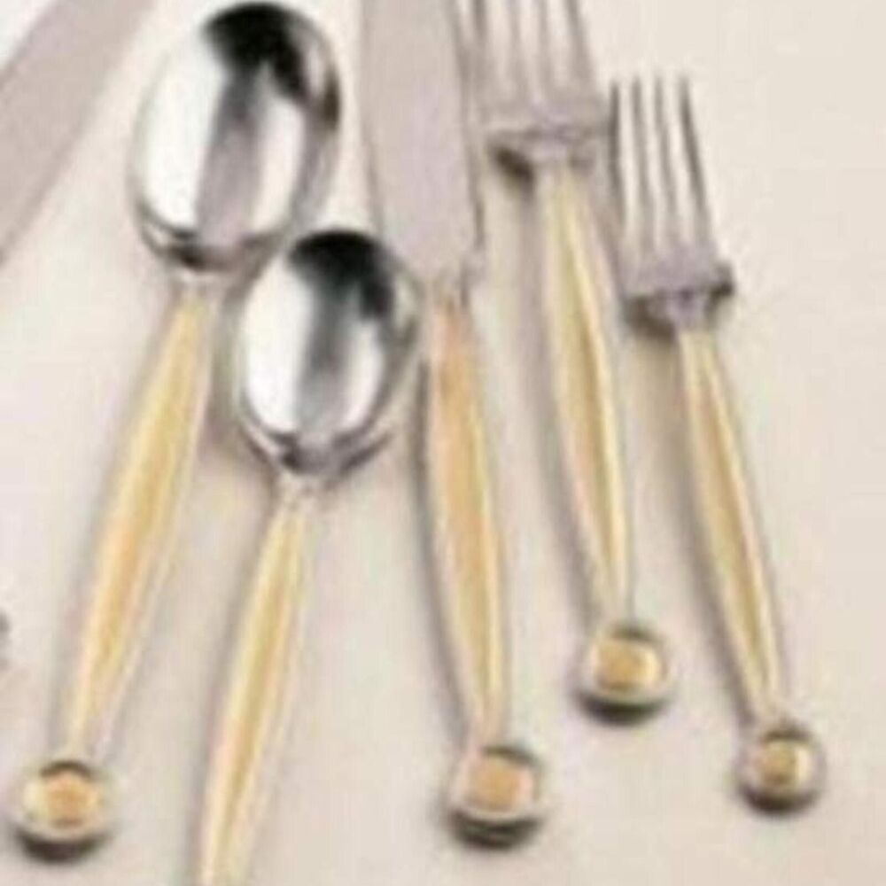 Sasaki Anelli Gold 5 piece Stainless  Flatware set NWT